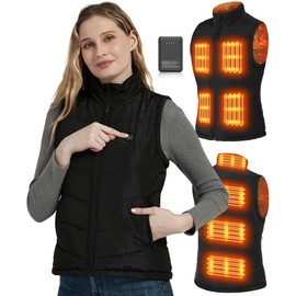 FERNIDA Women's Heated Vest with Battery Pack, Lightweight Heated Vest Jacket Electric 8 Heat Zones Clothing, Large
