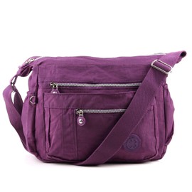 WEDMAY Women’s Casual Multi Pocket Nylon Cross Body Shoulder Bag Messenger Bags Handbag Tote Purse (WM1503 Purple)