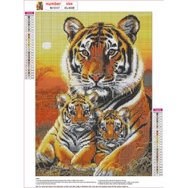 MXJSUA DIY Tiger Diamond Painting Kits for Adults, Animal Diamond Gem Art Painting for Beginners, Diamond Picture with Full Round Drill Dots Craft Set Gift, 30x40 cm