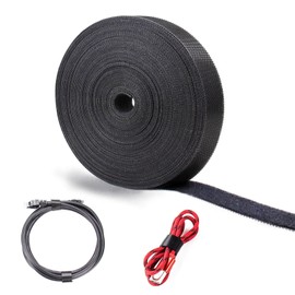 HASA zone 15 m x 15 mm Velcro Tape Roll Cable Ties Velcro Double-Sided Long DIY Velcro Cable Tie Resealable Free to Cut Cable Velcro Tape Roll Cable Tie Velcro Tape Black