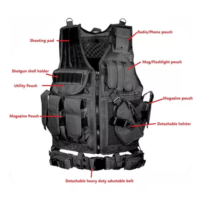 PopBabies Chaleco Tactico Porta Placas Militar Airsoft Paintball Bolso