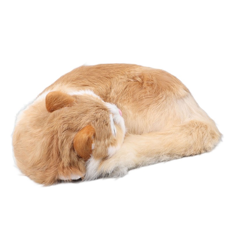 Fur Cat Figurine Simulation Cute Decorative Plush Cat Statue Toy