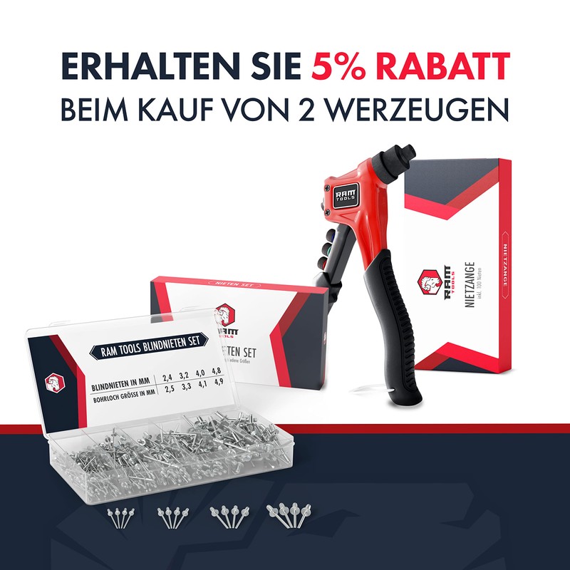 RAM TOOLS® Blind Rivets Set, 400 Piece Rivet Set, Universal