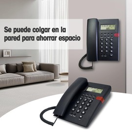 CHUCI Teléfono Alámbrico De Casa,10 Llaves Digitales y 10 Indirectas, 2 Niveles de Timbre, con Identificador de Llamadas, Señal Luminosa y Manos Libres, para el hogar/Hotel/Oficina (Negro)