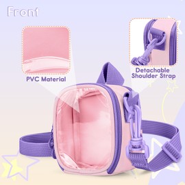 LoDrid Carrying Case Compatible with Yoto Mini (2024 Edition), Portable Storage Bag for Audio Player with Detachable Shoulder Strap, Back Pocket for Cards or Accessories, Pink (Bag Only)