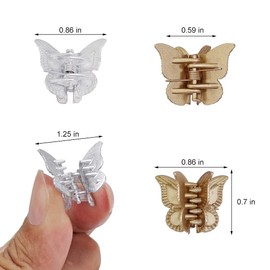 50 Pieces Assorted Color Butterfly Hair Clips, Beautiful Mini Butterfly Hair Clips Hair Accessories for Women and Girls (50 Pack Gold, silver, copper)