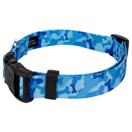Country Brook Petz - Deluxe Blue Bone Camo Dog Collar - Made in The U.S.A - Military and Camo Collection with 15 Rugged Designs (1 Inch, Large)