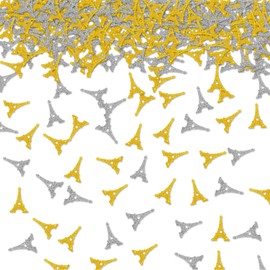 100pcs Eiffel Tower Confetti, Gold&Silver Glitter Paris Party Table Confetti, Paris French Theme Party Paper Scatters, Baby Shower/Bridal Shower Party Table Decoration