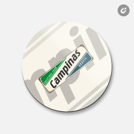 Unbranded Campinas Retro Travel Tin Sign | 4'' X 4'' Round Decorative Magnet