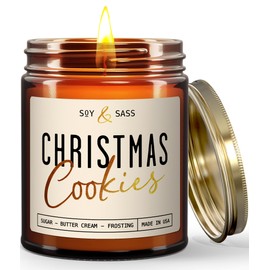 Christmas Cookie Candle, Cookie Candle – ‘Christmas Cookies’ Soy Candle, w/Sugar, Butter & Vanilla - Infused with Essential Oils I Christmas Candles I 9oz, 50Hr, Made in USA