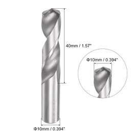 sourcing map Solid Carbide Drill Bits, 10mm C2/K20 Tungsten Carbide Jobber Drill Bits Straight Shank Drilling Tool for Stainless Steel Aluminum Iron Metal Plastic