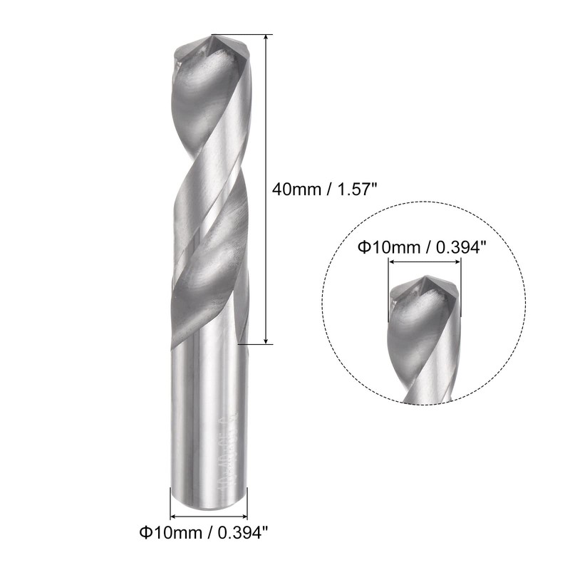sourcing map Solid Carbide Drill Bits, 10mm C2/K20 Tungsten Carbide