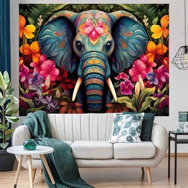 LATETOMT 60x44in Elephant Tapestry Elephant Photo Back Wall Tapestry Animal Photo Wall Art Hanging for Adults Boys Living Room Bedroom Dorm Decor LTMTADJ988