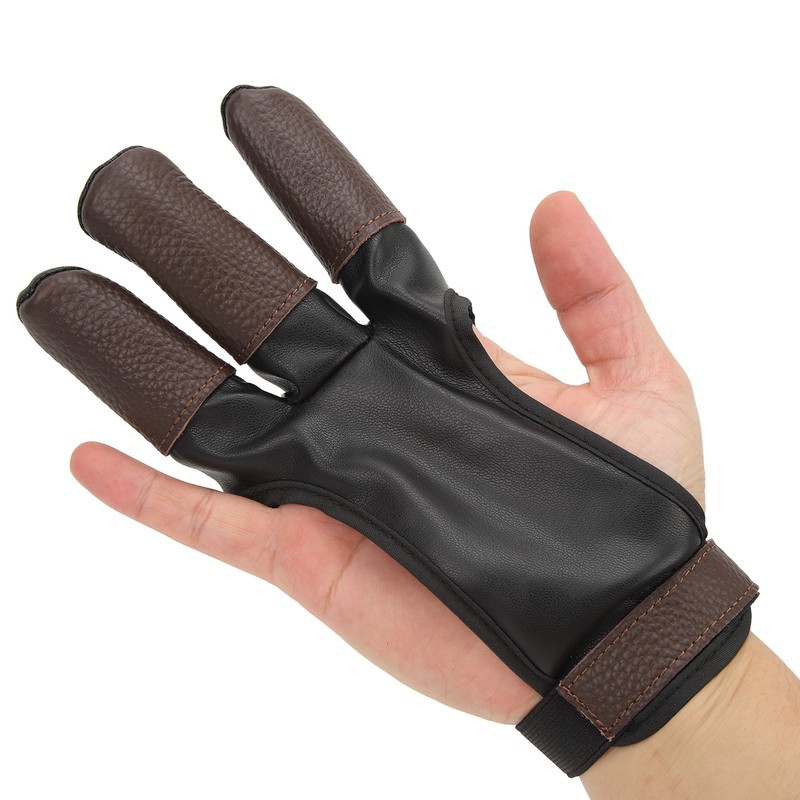 Archery Glove Finger Tab Accessories Three Finger Guard PU Leather