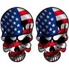 2 - 3" x 1.8" Skull American USA Flag United States US Sticker