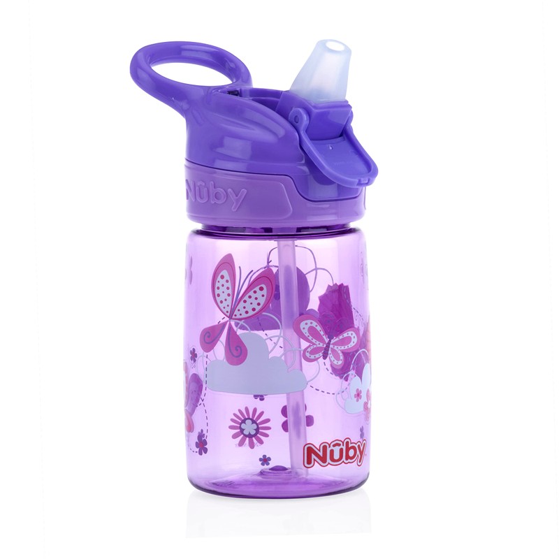 Nuby Kid’s Flip-it Reflex Push Button On-The-Go Printed Water Bottle