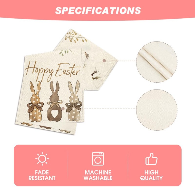 Artoid Mode Carrots Rabbit Bunny Happy Easter Table Runner, Spring