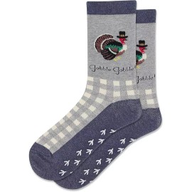 Hot Sox Women's Gobble Gobble Non Skid Socks 1 Pair, Heather Grey, Women's 4-10