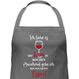Shirtracer - Apron Gift - Cooking Apron - Adult - Ich liebe es mit Wein zu kochen, 2 anthracite