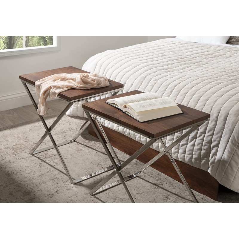 Kate and Laurel Laraway Folding Side Table, 20x14x20, Silver