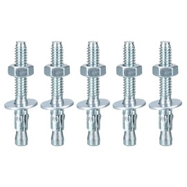 DTGN 1/4" x 2" Wedge Anchors - 5Pack - Good for Cement and Concrete Wall - Carbon Steel Zinc Plated Screw Bolt Nut Expansion Tube Fasteners
