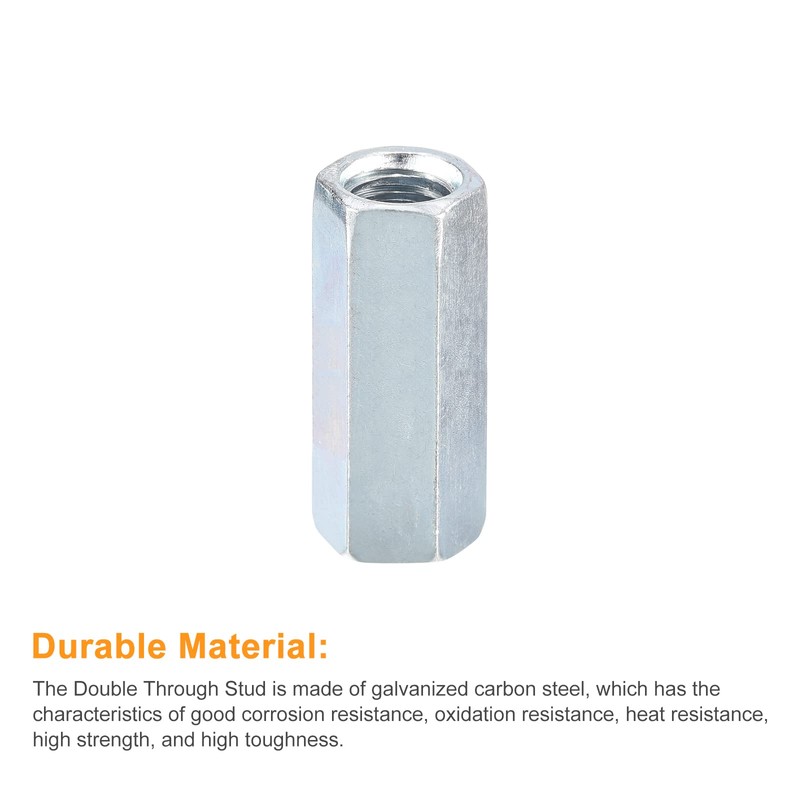 sourcing map 5pcs M10x14x35mm Coupling Nuts - Galvanized Carbon Steel