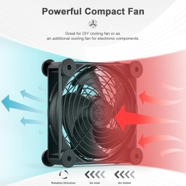 upHere gaming AC 220 V fan, 120 mm, dual ball bearing with 5 adjustable, speeds with AC speed control, DC 12 V cooling fan for PC, laptop, DC 12 V PC fan, 1 piece, U2DC1-1.