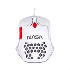 TECHZONE Mouse Gamer RGB Edición NASA Alámbrico, 6 Botones, Color Blanco con DPI's 800-6000