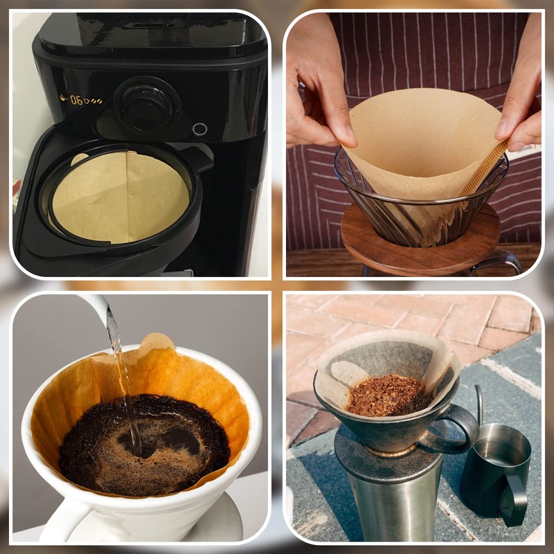 Coffee Filter Papers 300pcs Unbleached Compatible with Size 02 Filter