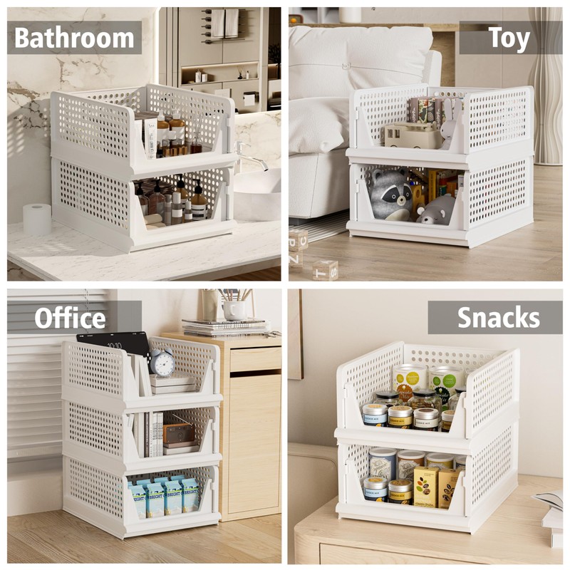 Proarea Stackable Closet Storage Bins, 5 Pack Closet Organizers and