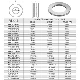 QUARKZMAN AXK3047 Axial Needle Roller Bearing with Washers 30 mm Bore 47 mm OD 2 mm Thickness Pack of 5