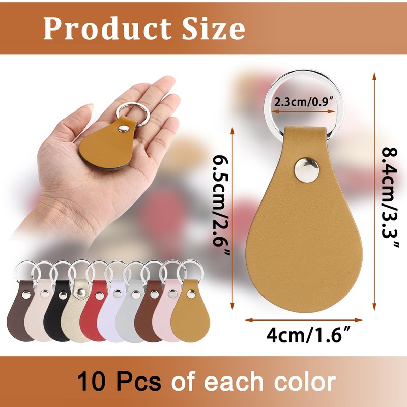 BTSKY 100 Pcs PU Leather Key Fob Kit - 10