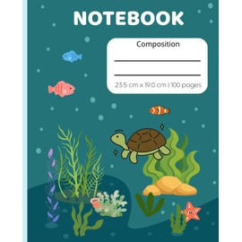 Composition Notebook | 8-1/2" x 10-3/4" | 100 Sheets | Good quality paper | Sea World: Nice Sea Creatures for everyone | 100 pages | 7.5 x 9.25"