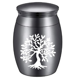 CREATCABIN Mini Cremation Urns Small Keepsake Urn Ashes Alloy Kit Metal Sharing Funeral Urn Miniature Burial Funeral Container for Female Family Friends Pets Tree of Life 1.6 x 1.2Inch(Black)