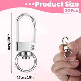 30PCS Metal Swivel Lobster Clasps, Silver Lanyards Snap Hooks, Lobster Clasp Keyring for Backpack Charms Jewelry Making Purse Bags Keychain Connector DIY Art Crafts