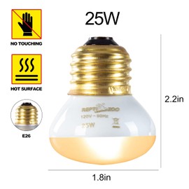 REPTI ZOO 25W Upgraded Nano Reptile Daylight Basking Spot Heat Lamp Bulb 2 Pack, UVA Full Spectrum Sun Light Daytime Heating Lamp for Reptile