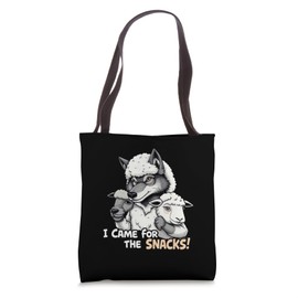 I Came for the Snacks Funny Wolf Tote Bag