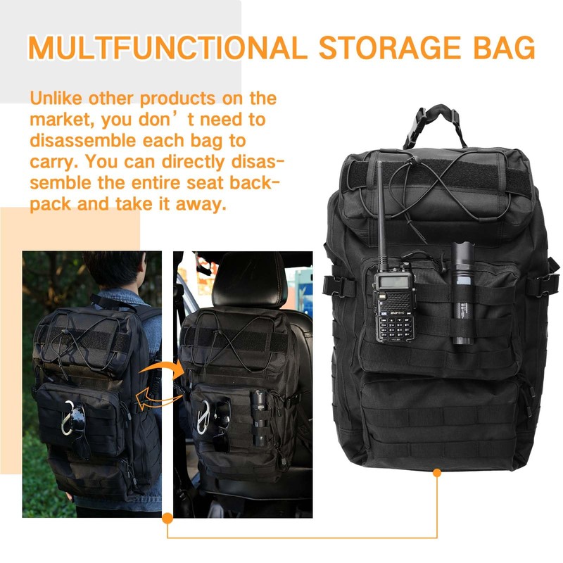 Universal Tactical Vehicle Back Seat Organizer Tactical Backpack with Multi-Pockets