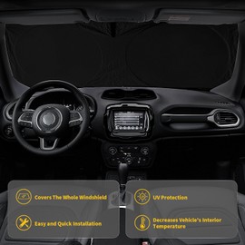 INSAUTO - Parasol para Jeep Patriot para Jeep Renegade SUV 2015-2023, parasol plegable frontal para Jeep Patriot SUV 2017, cubierta de visera para coche, bloquea los rayos UV y mantiene tu coche