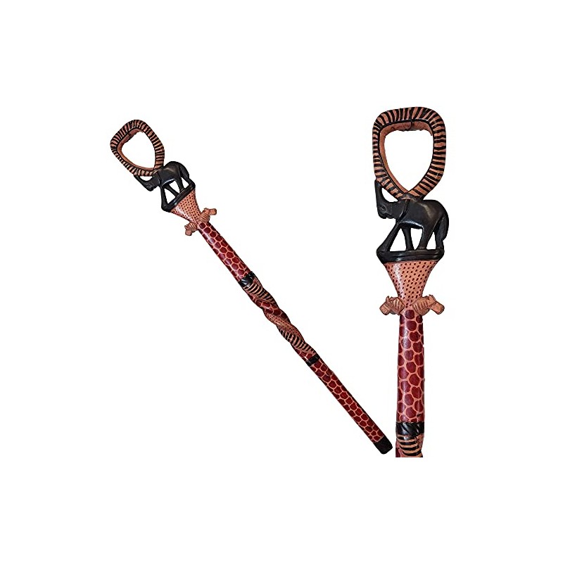African Wood Decorative Walking Stick (Hand Made in Kenya) (Elephant