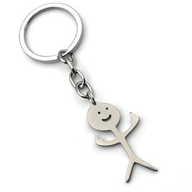 ZUWIJEQ 1 x Funny Skeleton Smiley Little Man Sign Language Keyring Finger Medium Stickman Cute Trend Bag Car Key Pendant Couple Gift Key Chain
