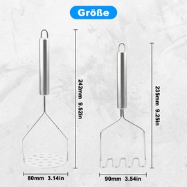 2 Pieces Potato Masher Stainless Steel Potato Masher Kitchen Utensils Stainless Steel Masher for Mashed Potatoes