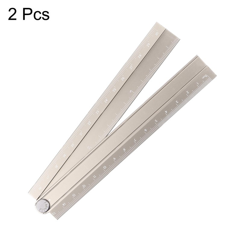 sourcing map 2pcs Folding Straight Ruler 30cm Metric Aluminum Alloy