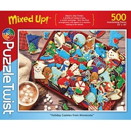 PuzzleTwist Jigsaw Puzzle | Holiday Cookies from Minnesota | Something's Amiss! Series | 500 Pieces | Christmas Santa Family Pastime