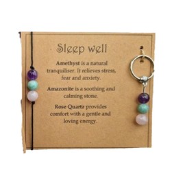 Kysin Chiys Healing Gemstone Bracelet Keychain Emotional Support Gemstone Bracelet & Keychain Set Healing Crystal Bracelet for Anxiety Ideal Gift for Friend Lover (sleep well), Medium