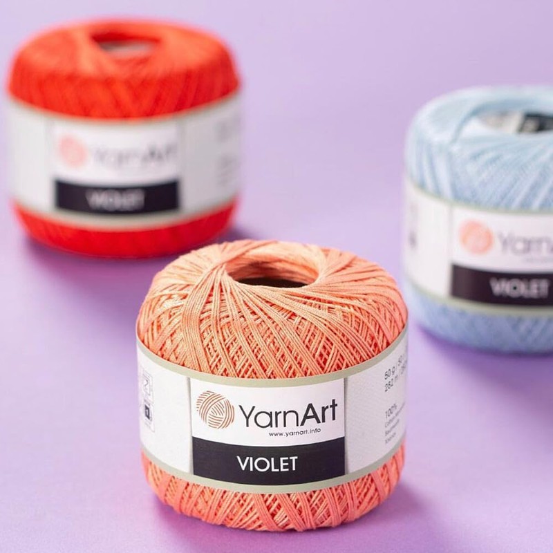 Yarn Art 1 Skein YarnArt Violet,100 Mercerized Cotton Yarn Threads
