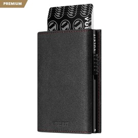 VC302A- Alcantara Leather, Spacious Banknote Pocket, Back Zipper Slot, Magnetic Strip Closure Tri-fold Wallet men swallet - Color: Alcantara dark grey