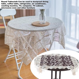 HERCHR Round Tablecloth Christmas Table Cloth,23.6x23.6inch,Floral Roses Decoration Table Cover,Small Tablecloth Elegant Lace End Beside Table Table Cover for Wedding Party Kitchen Decoration