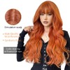 Oufei Long, Wavy, Orange Wig with Fringe for Women, Natural