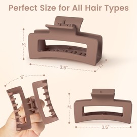 12 Pcs Hair Claw Clips for Women, 3.5” Medium Claw Clips for Thick and Thin Hair, Strong Hold Hair Accessories